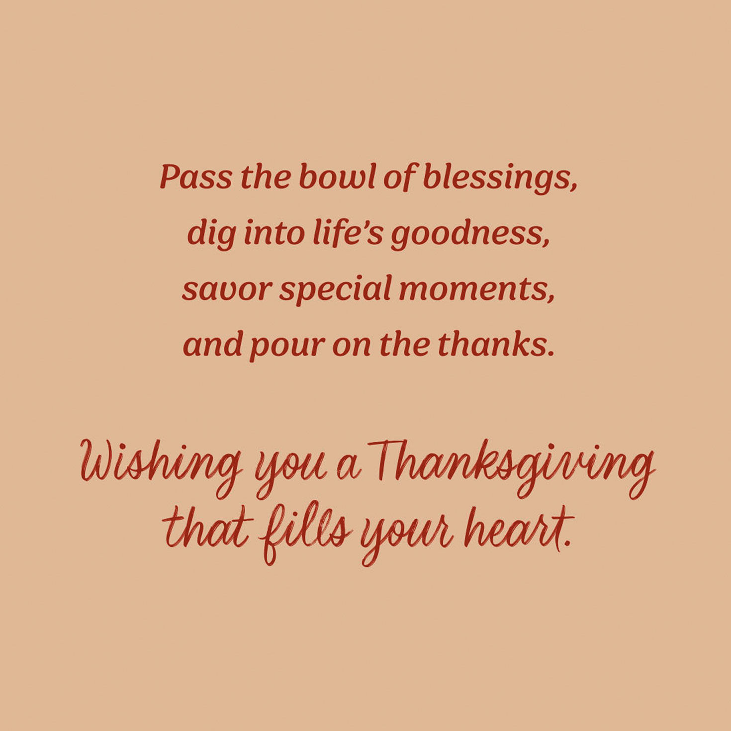 Pass the Blessings and Pour on the Thanks Thanksgiving Card, , large image number 2