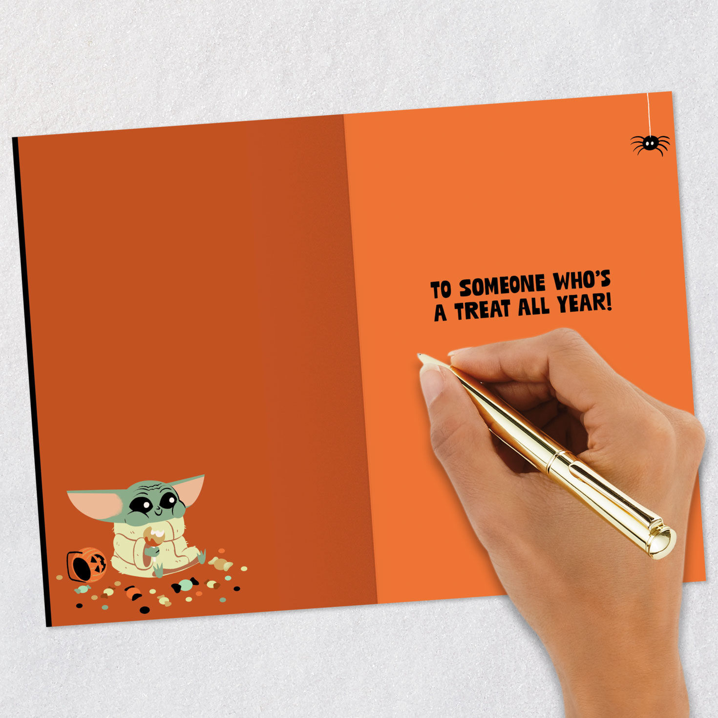 Baby Yoda Eating Candy Halloween Card Signing card image number 6