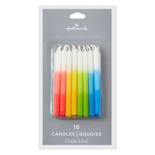 Multicolor Ombré Stripe Birthday Candles, Set of 16, Multicolor