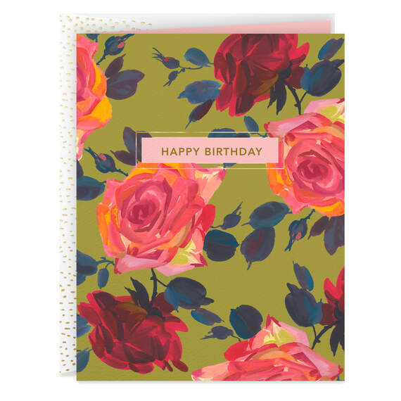Red and Pink Roses Birthday Card, , large image number 1