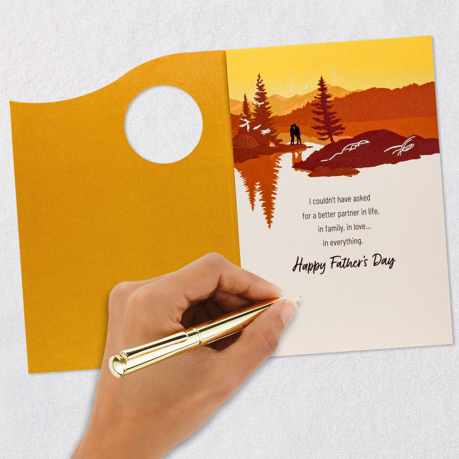 Couple in Sunset Landscape Husband Father's Day Card Signing card image number 7