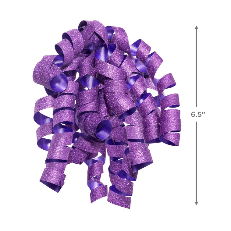 6.5" Sparkling Purple Curly Ribbon Gift Bow, Sparkling Purple, large image number 3