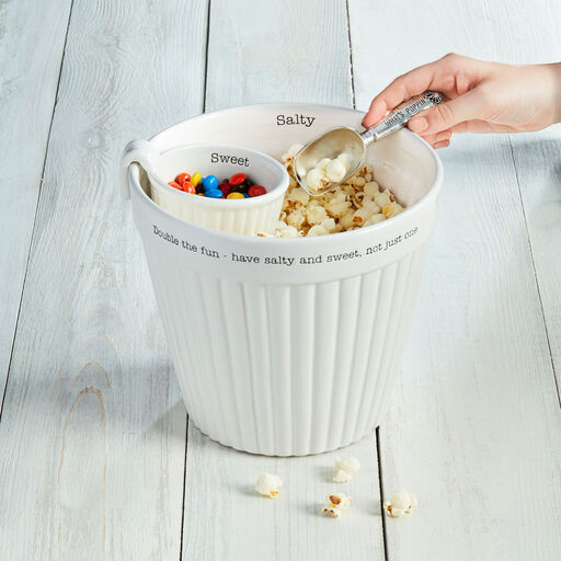 Mud Pie Popcorn and Candy Ceramic Bowl Set With Scoop, 