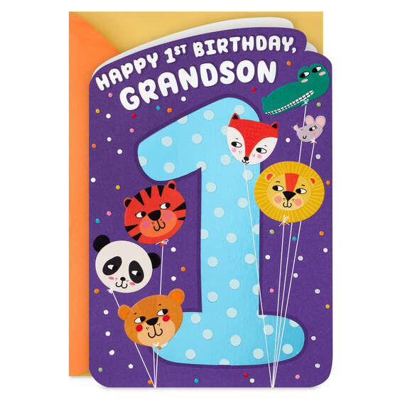 Easy to Love First Birthday Card for Grandson