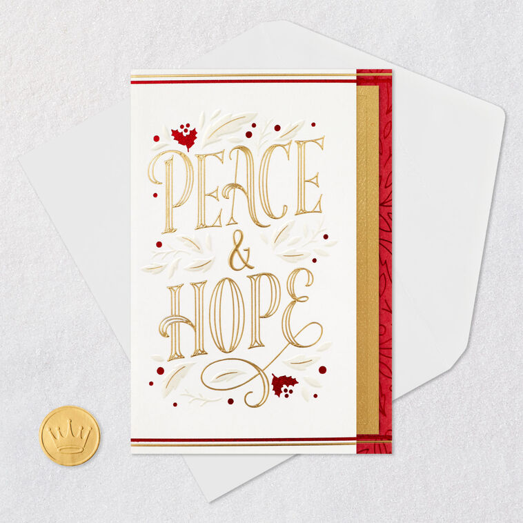 Gold and Red Holiday Card Card Front with Envelope and Gold Seal image number 6