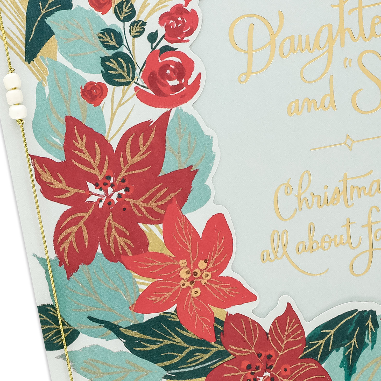 Poinsettia Christmas Card for Daughter and Son Card Front Detail image number 5