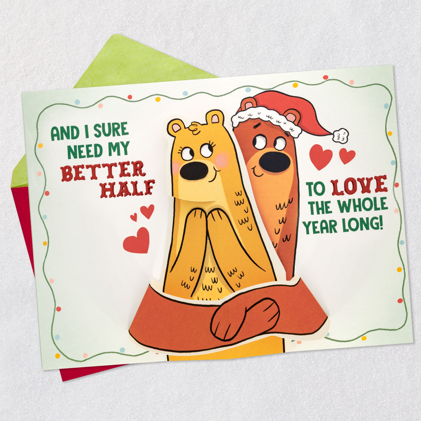 Bear Couple Pop-Up Christmas Card for Better Half Open card with envelope image number 5