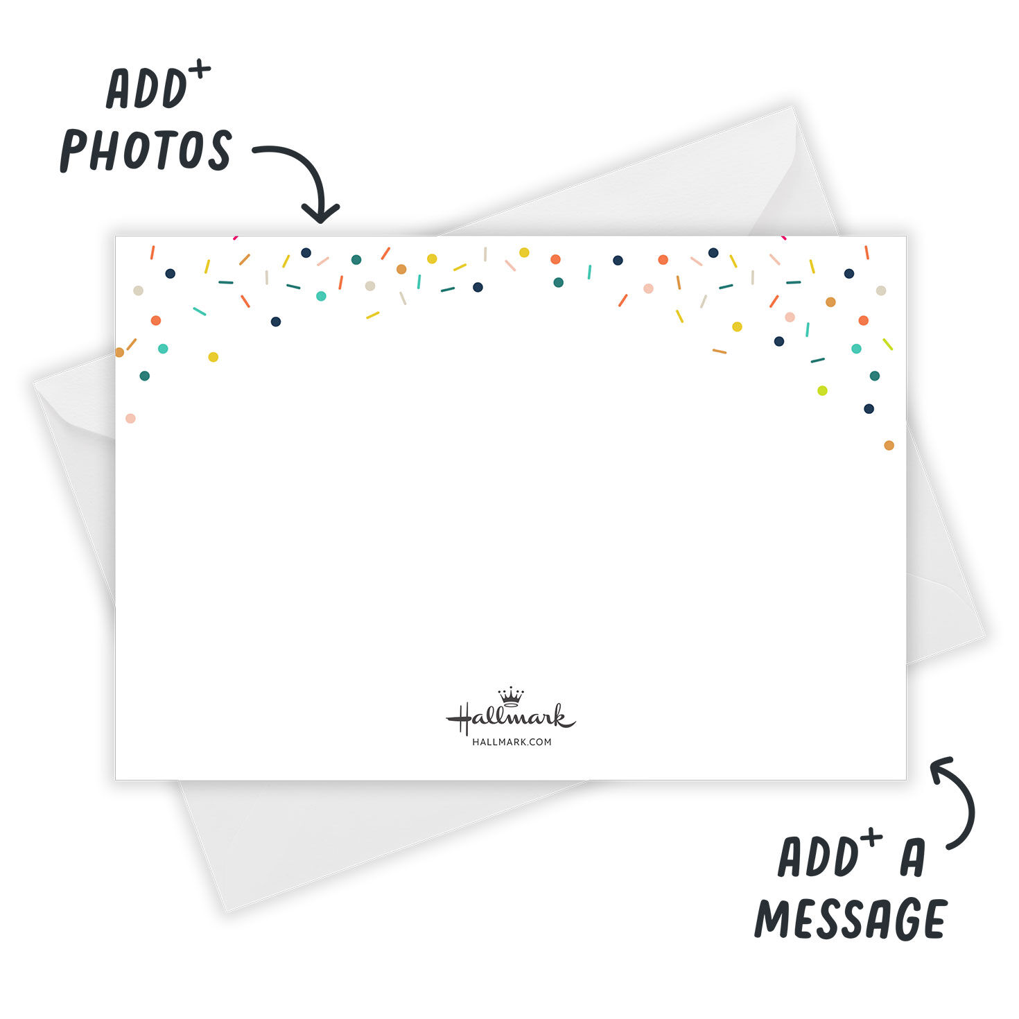 Confetti Orange Letters Grad Party Invitation Card back indicating personalization image number 3