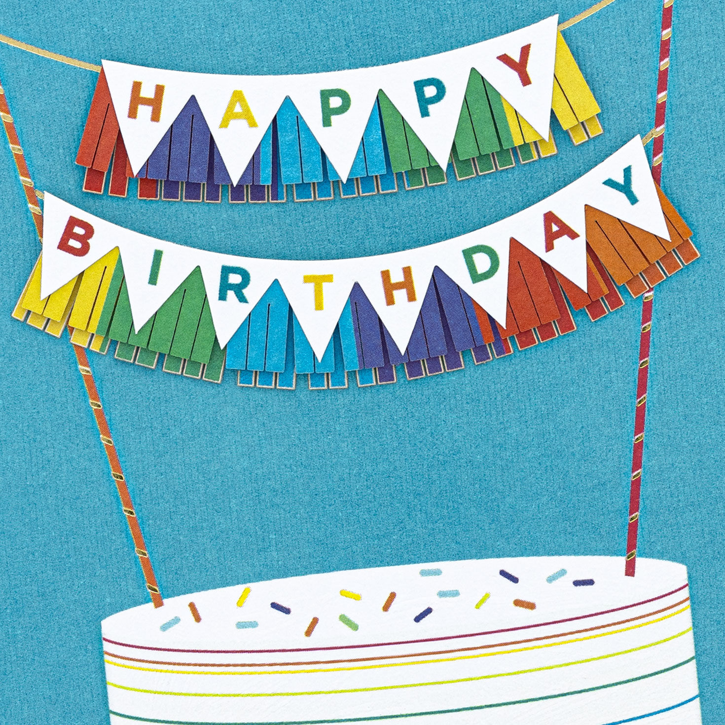 Rainbow Banner on Cake Birthday Card Card Front Detail image number 4