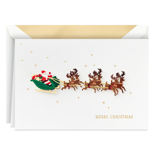Santa Flying With Reindeer Boxed Christmas Cards, Pack of 8, 