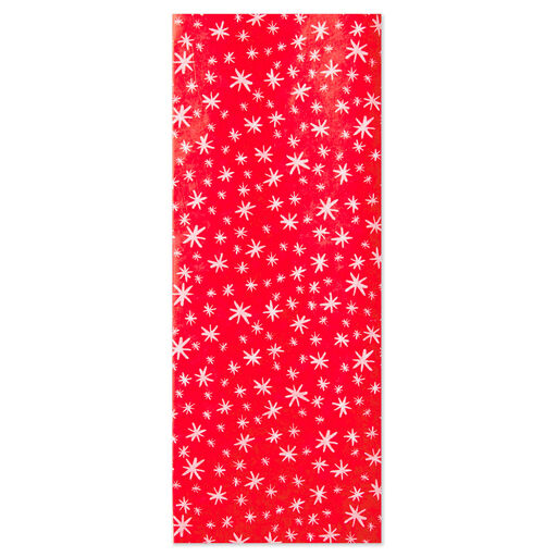 White Snowflakes on Red Holiday Tissue Paper, 6 sheets, 