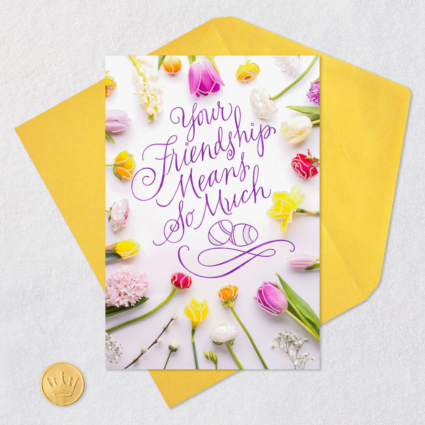 Purple Script with Colorful Flowers Easter Card Card Front with Envelope and Gold Seal image number 5