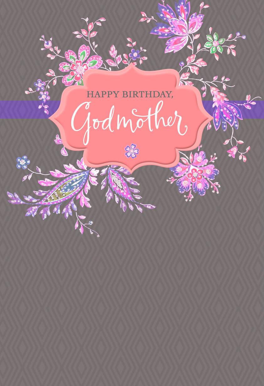 Pink Flowers Birthday Card for Godmother