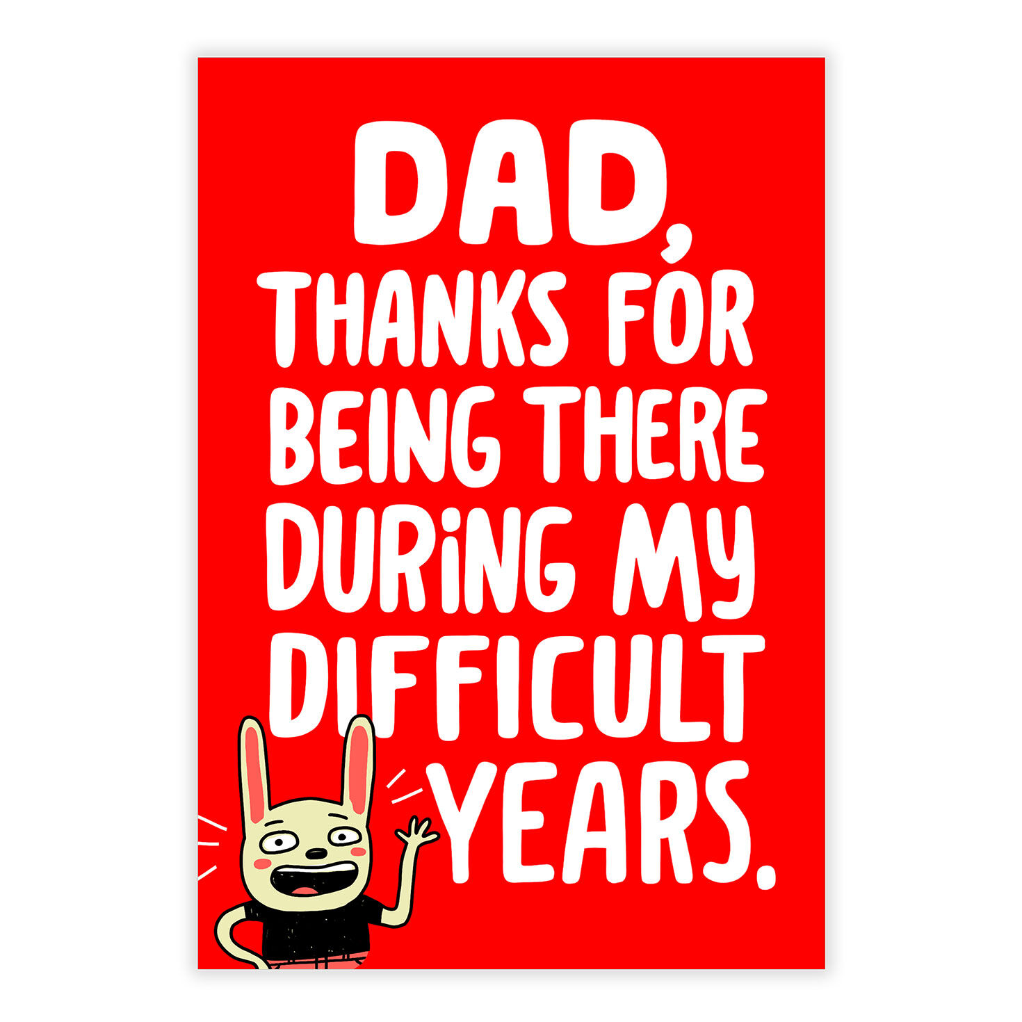 Cartoon Bunny on Red Personalized Father's Day Card front image number 2