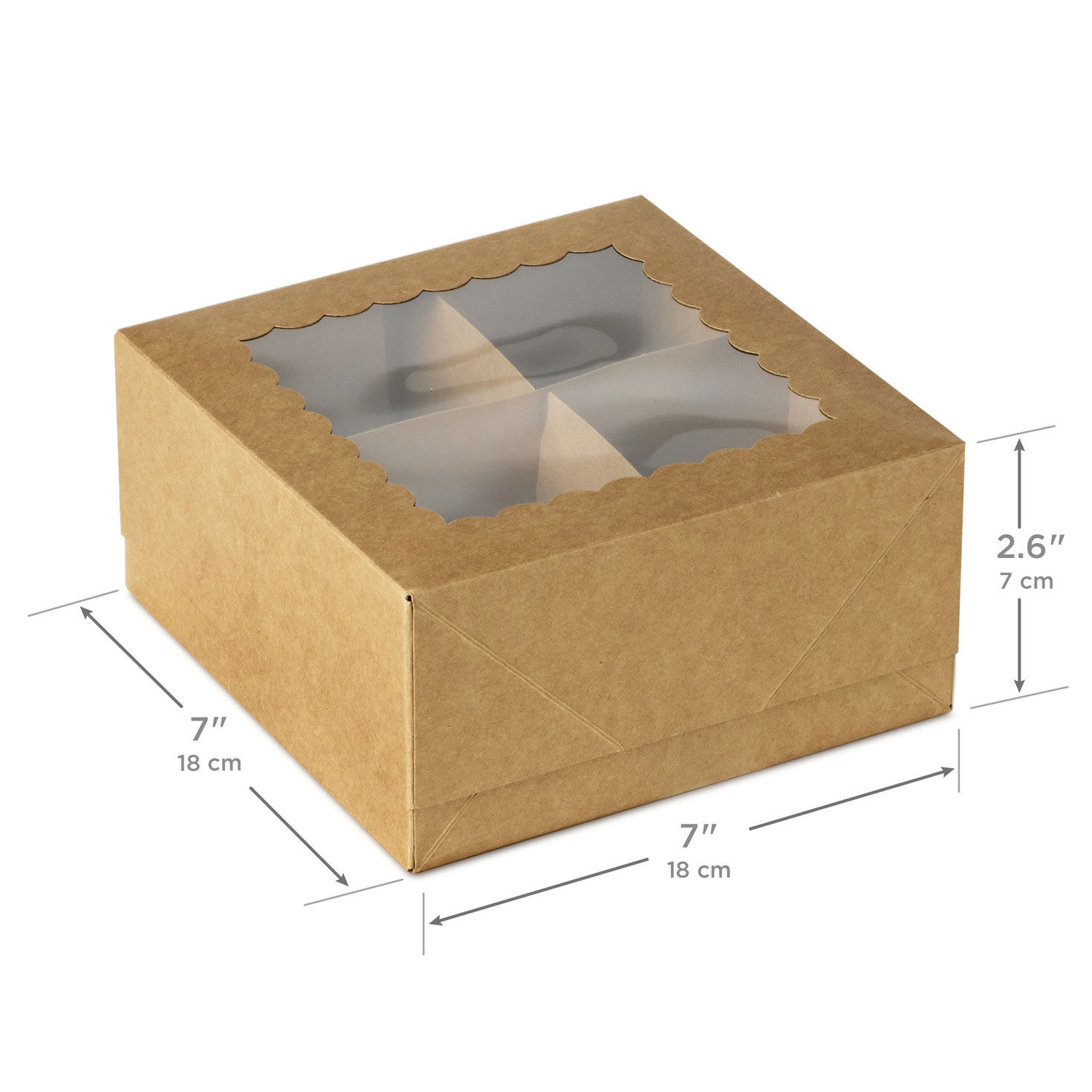 Scalloped Window Kraft Holiday Gift Box measurement image number 2