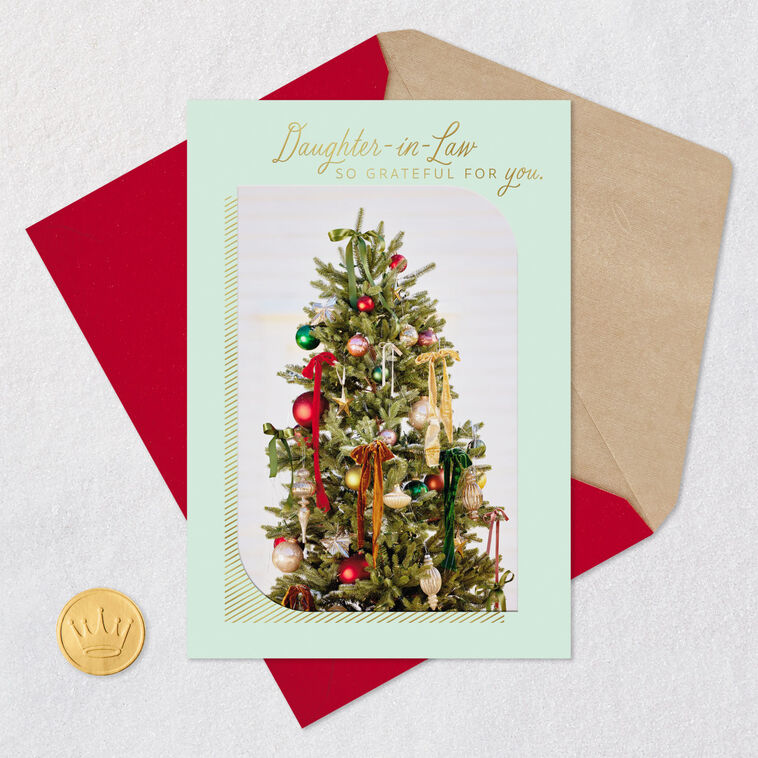 Festive Holiday Tree Daughter-in-Law Christmas Card Card Front with Envelope and Gold Seal image number 5