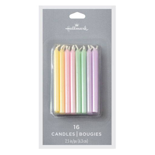 Pearlized Pastel Birthday Candles, Set of 16, 