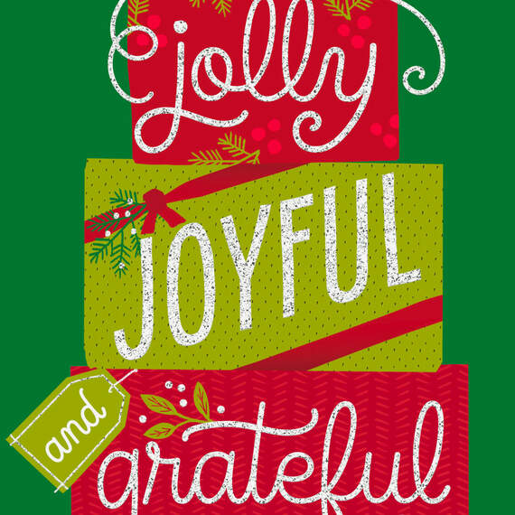 Jolly and Joyful Because of You Christmas Thank-You Card, , large image number 4