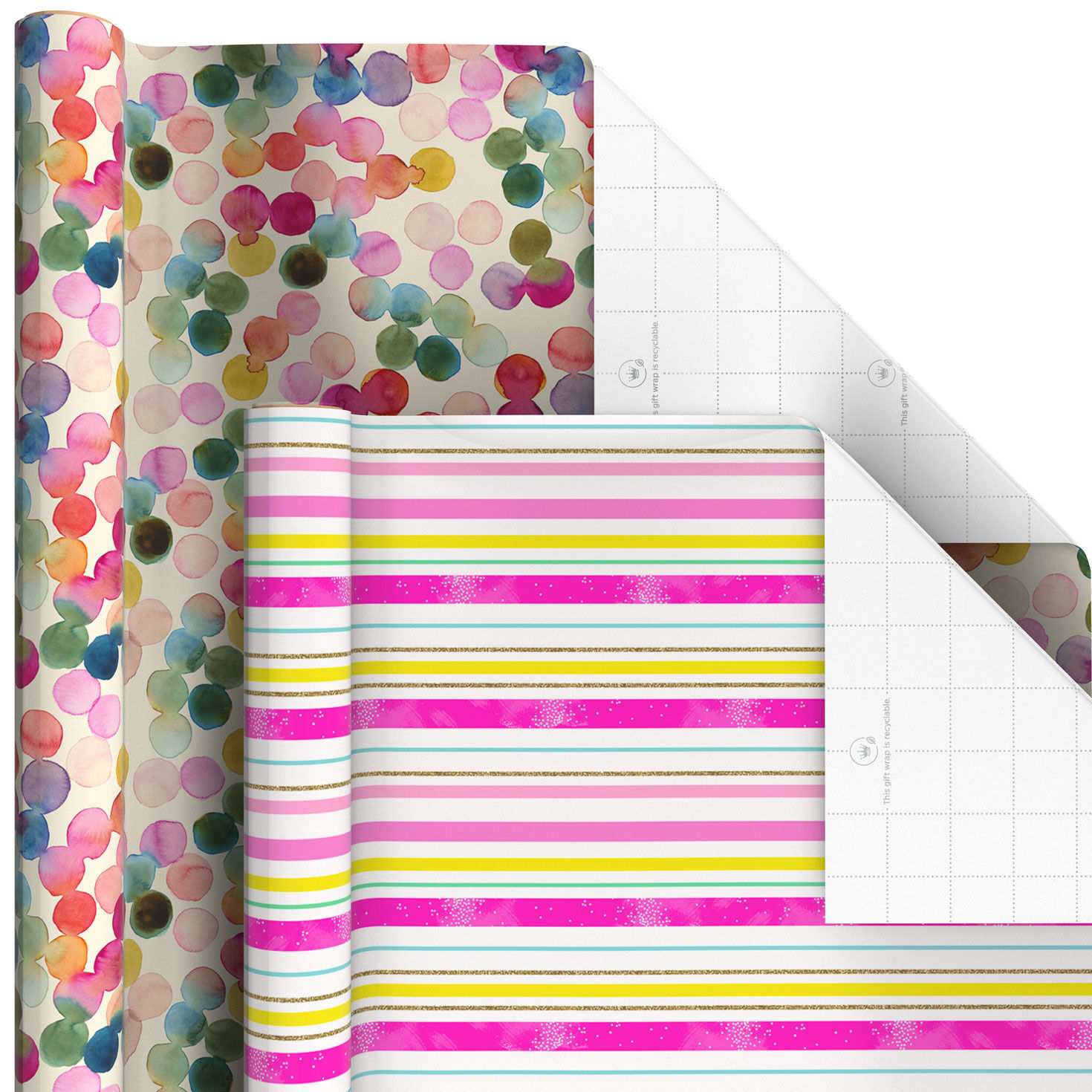 Pastel and Gold Floral 6-Pack Assorted Wrapping Paper Roll Bundle, 180 sq. ft. total, , large image number 5