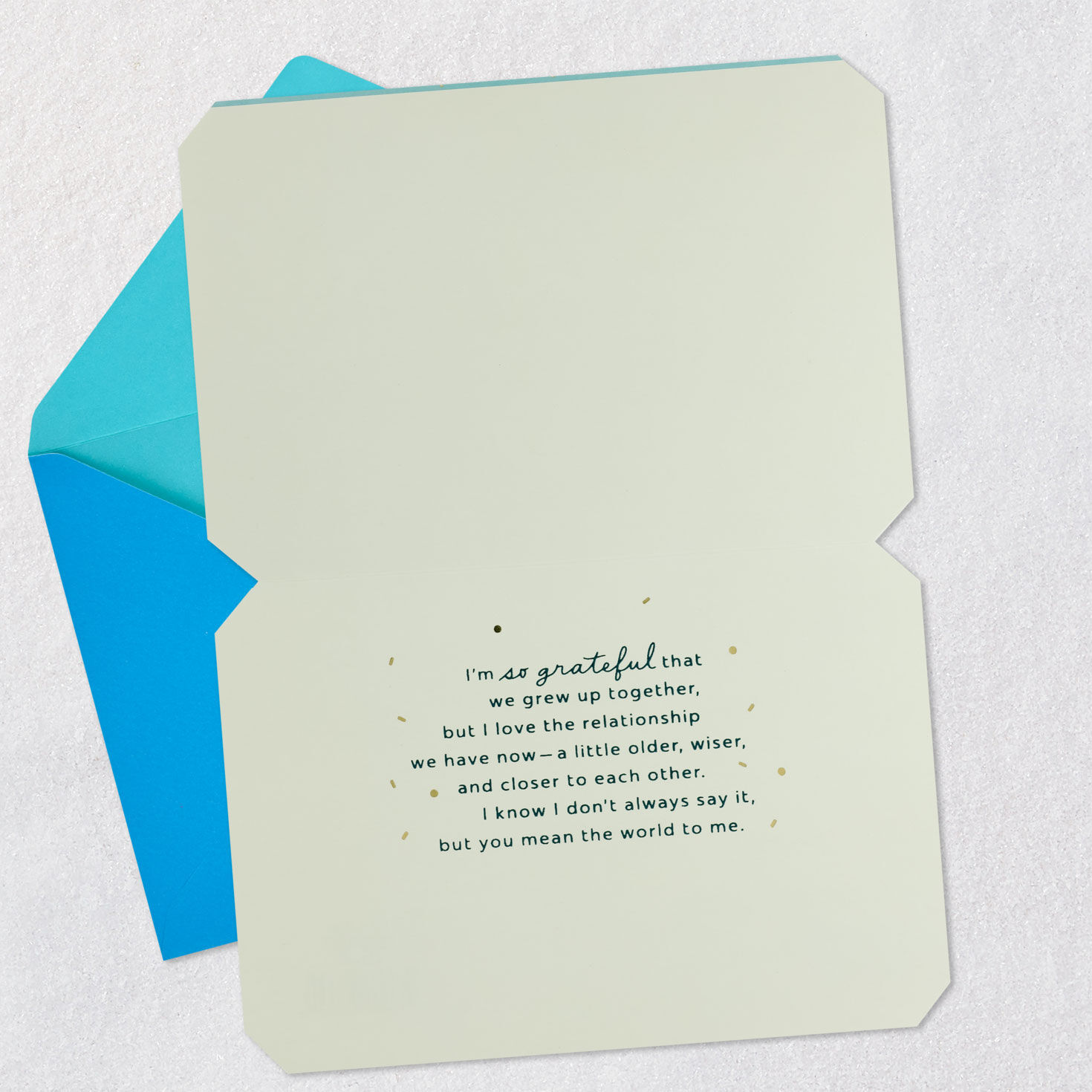 Blue and Orange Brother Birthday Card from Sister Open card with envelope image number 3