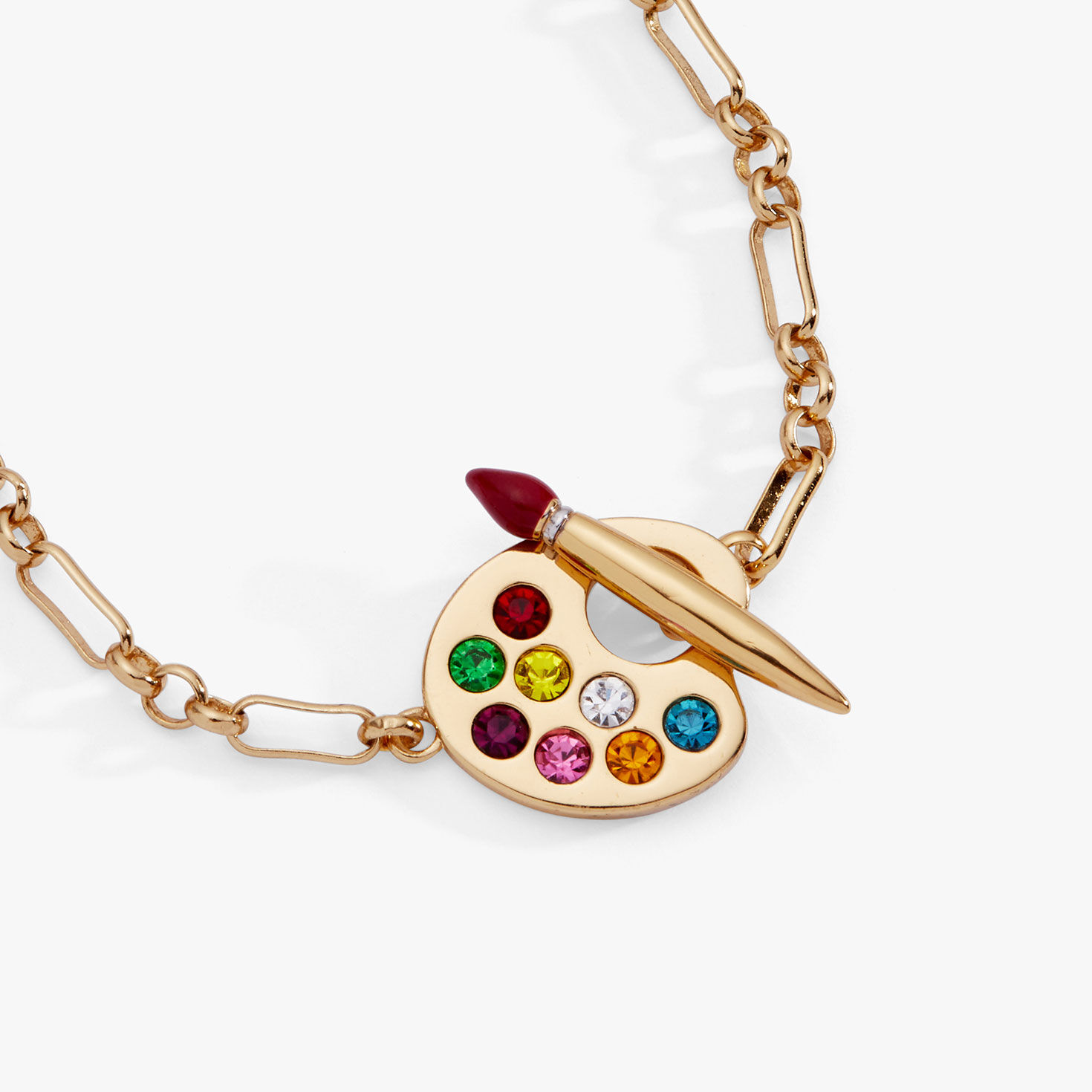 Alex And Ani Artist Palette & Paint Brush Toggle Necklace closeup view image number 3