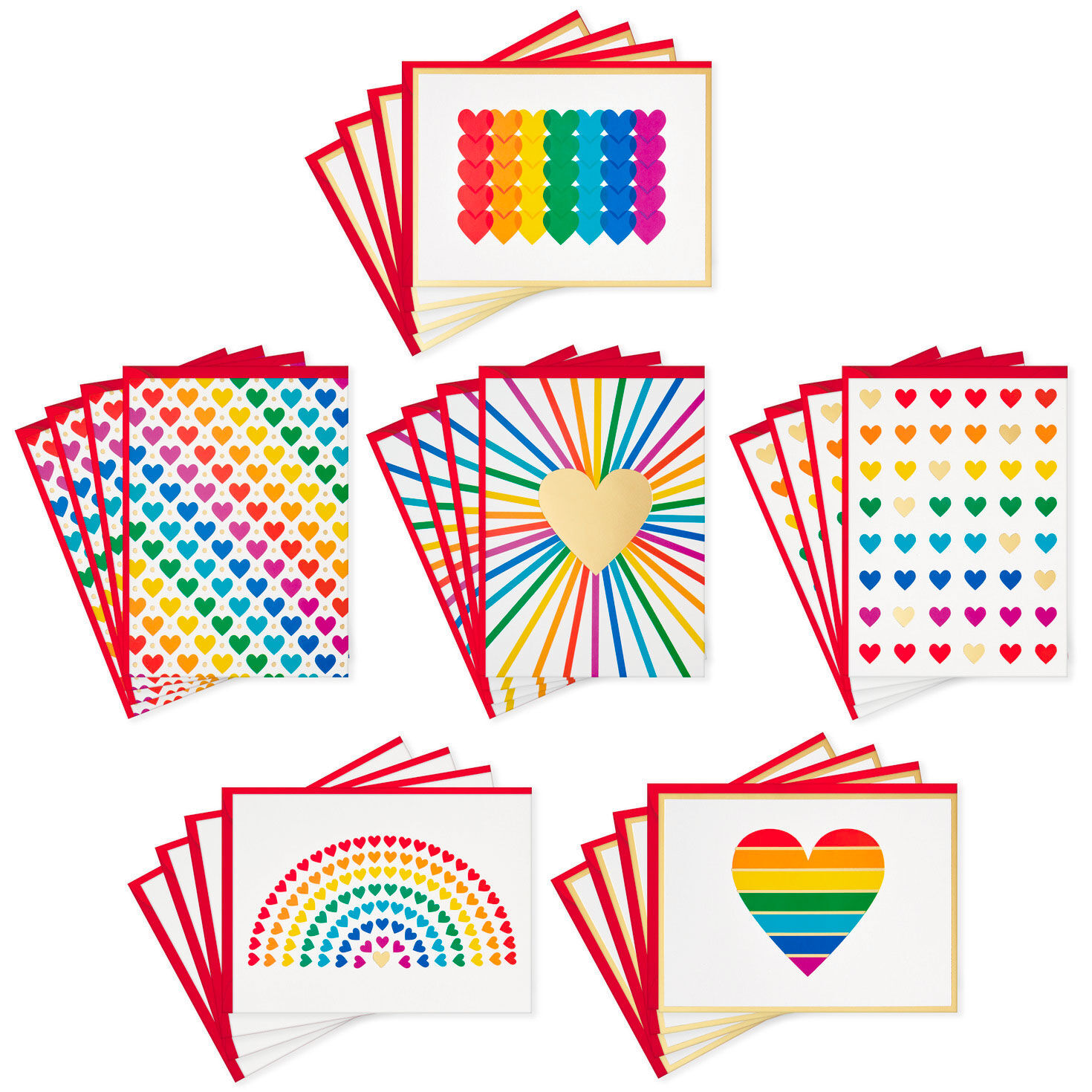 Rainbow Hearts Boxed Blank Notes Assortment, Pack of 24