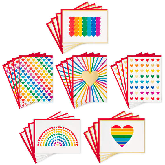 Rainbow Hearts Boxed Blank Notes Assortment, Pack of 24