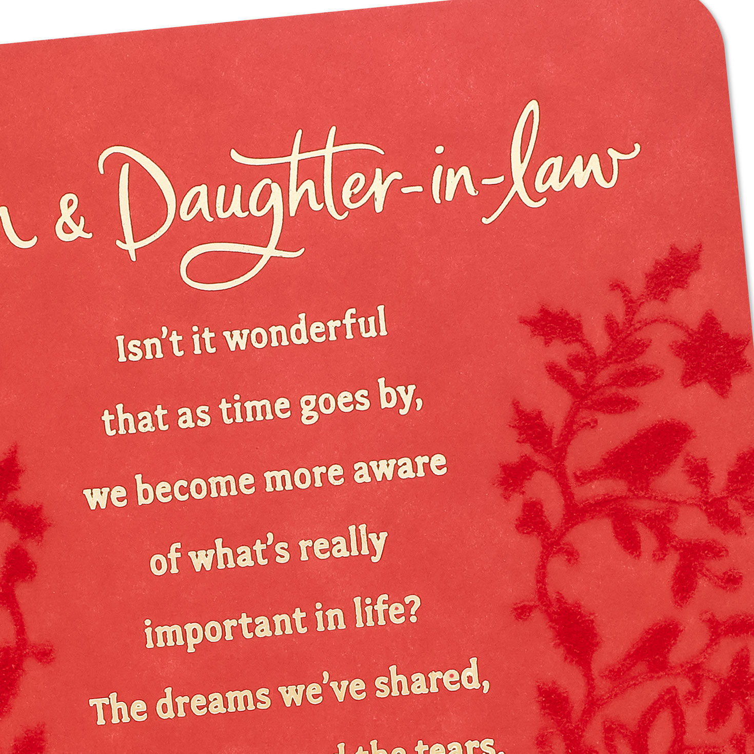 Red Poinsettia Christmas Card for Son & Daughter-in-Law Card Front Detail image number 4