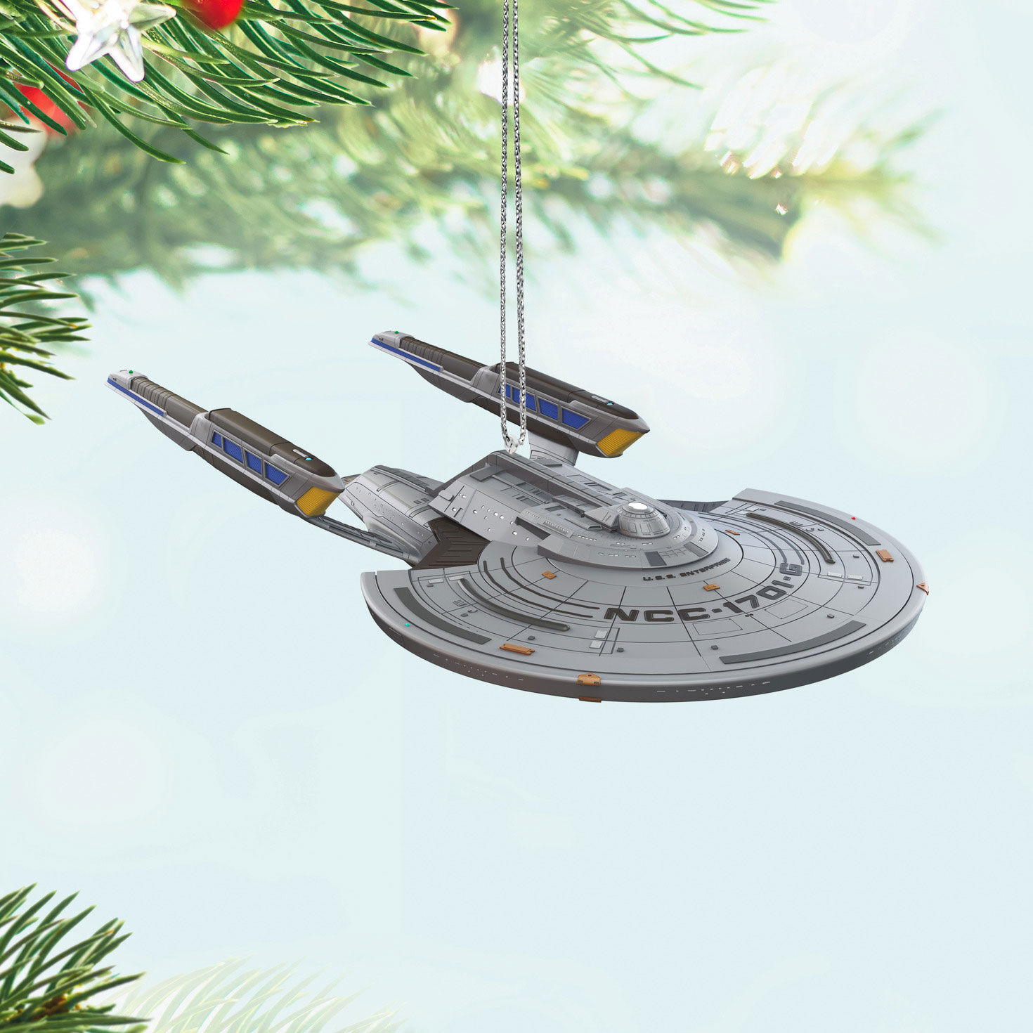 Star Trek Spaceship Keepsake Ornament hanging on tree image number 2