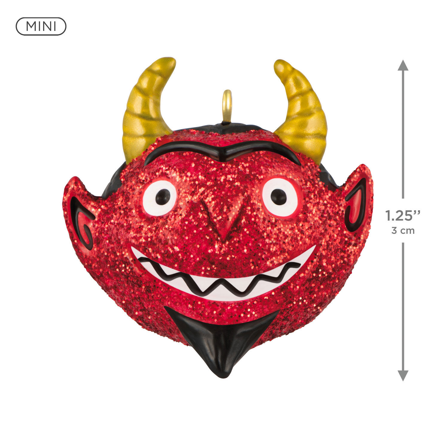 Red Sparkly Devil Head Keepsake Ornament measurement image number 2