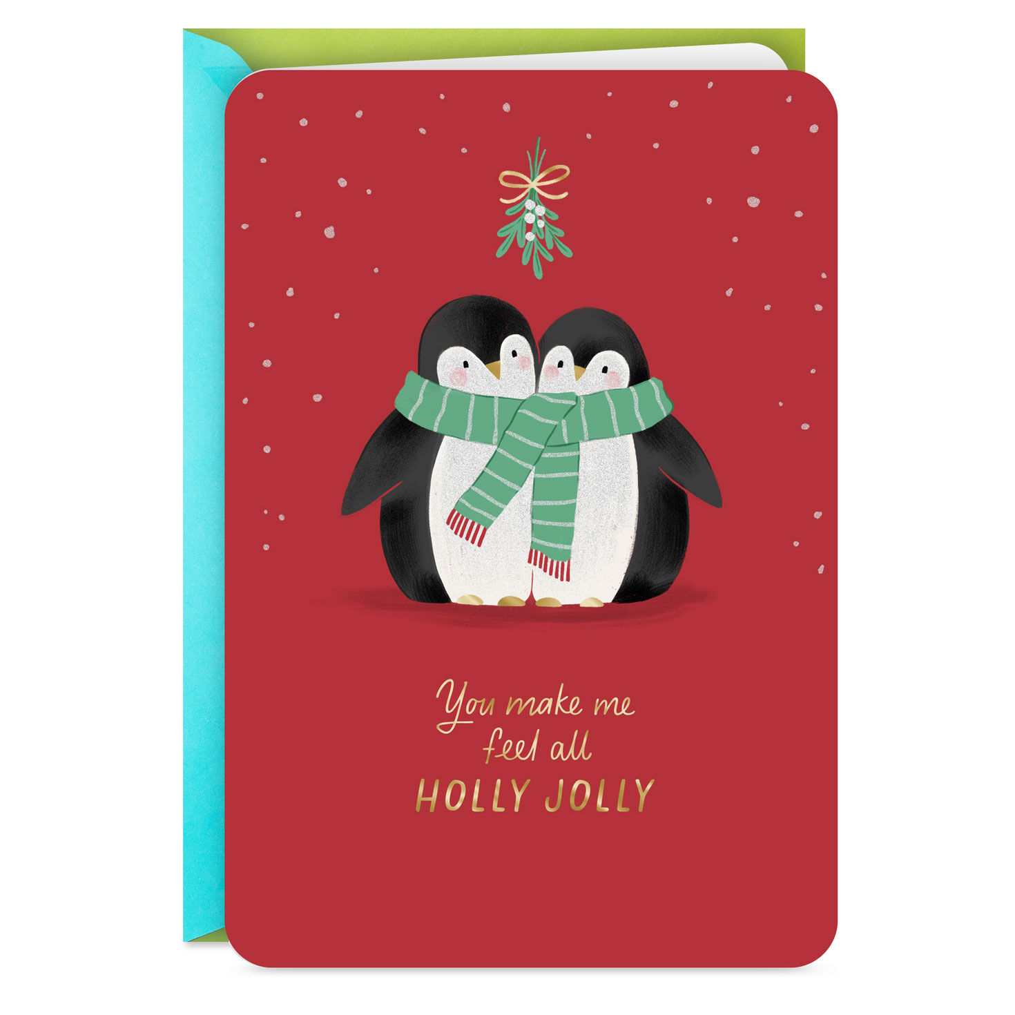 Holly Jolly Penguins and Mistletoe Christmas Card for Partner