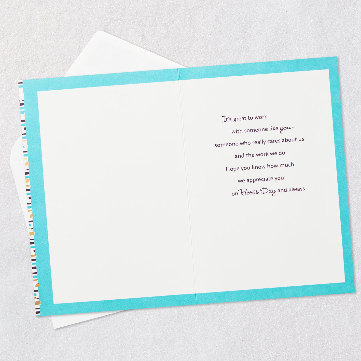 Colorful Dashes Boss's Day Card From All Open card with envelope image number 3