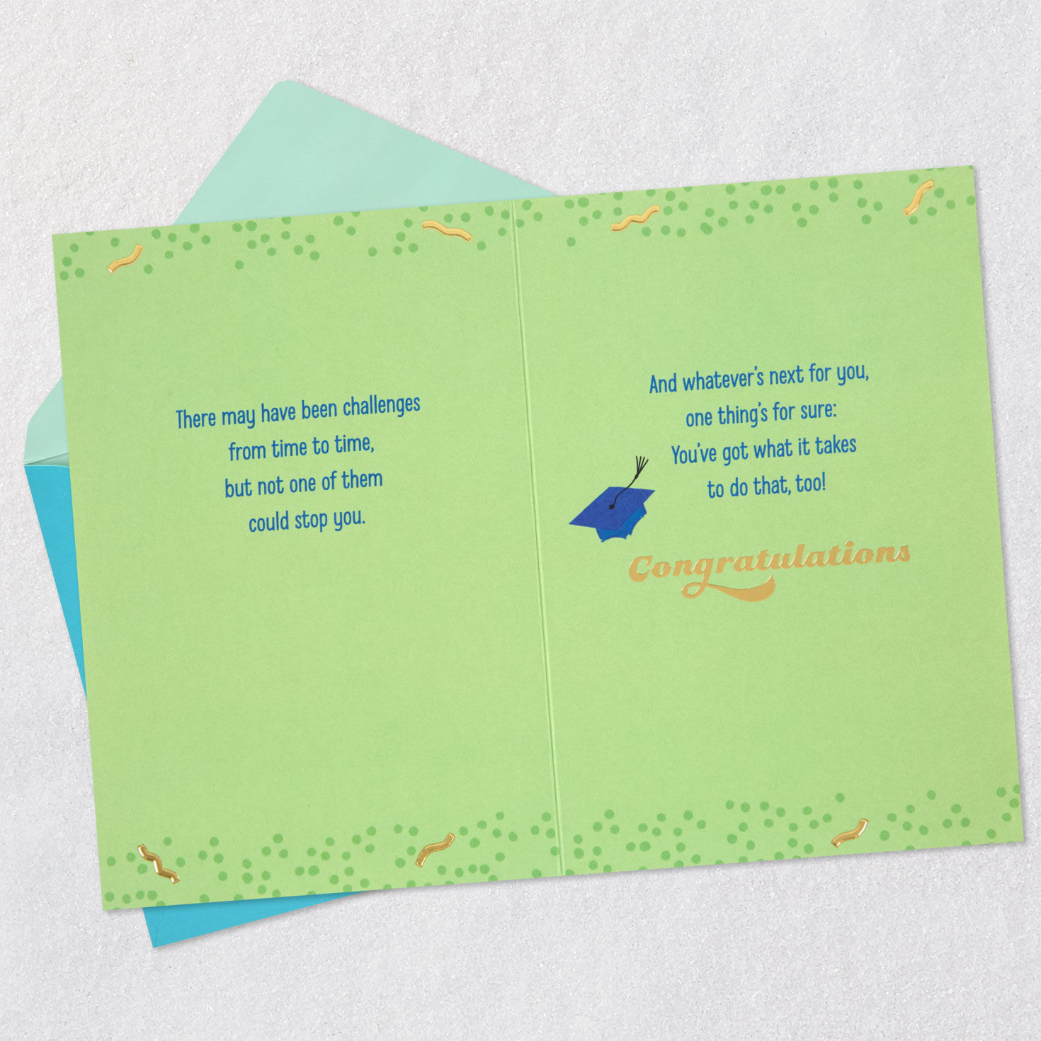 Mortarboard Caps and Confetti Graduation Card Open card with envelope image number 4