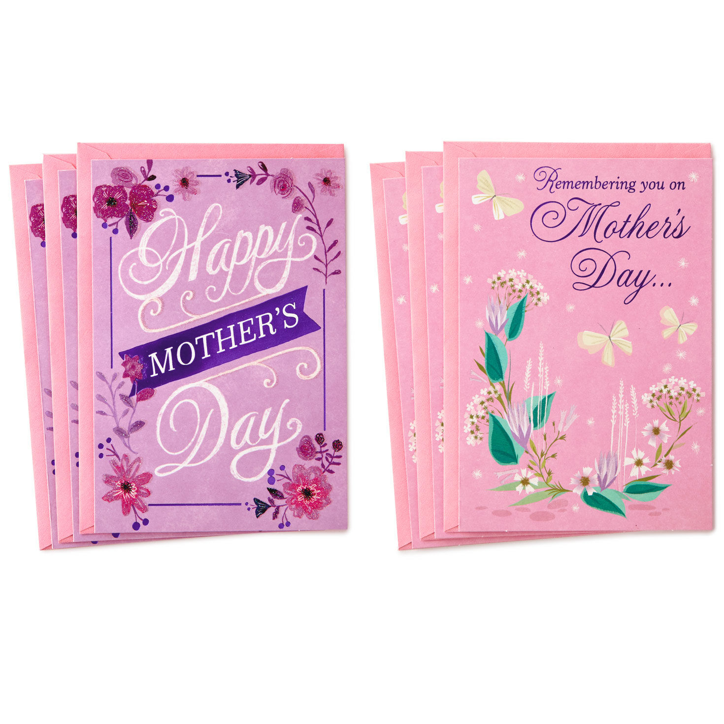 Flowers and Butterflies Mother's Day Cards Assortment, Pack of 6