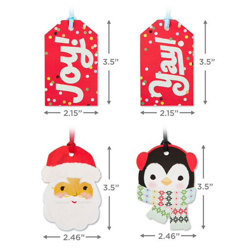 Colorful and Cute Christmas Gift Tags, Pack of 8, 