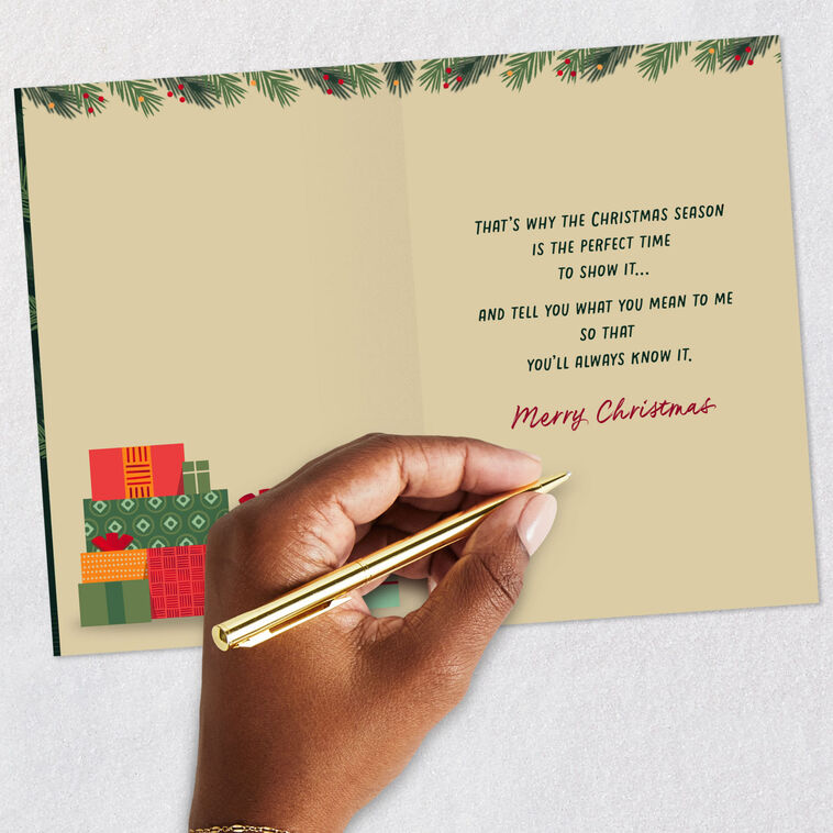 Red, Green and Orange Presents Christmas Card for Friend Signing card image number 6