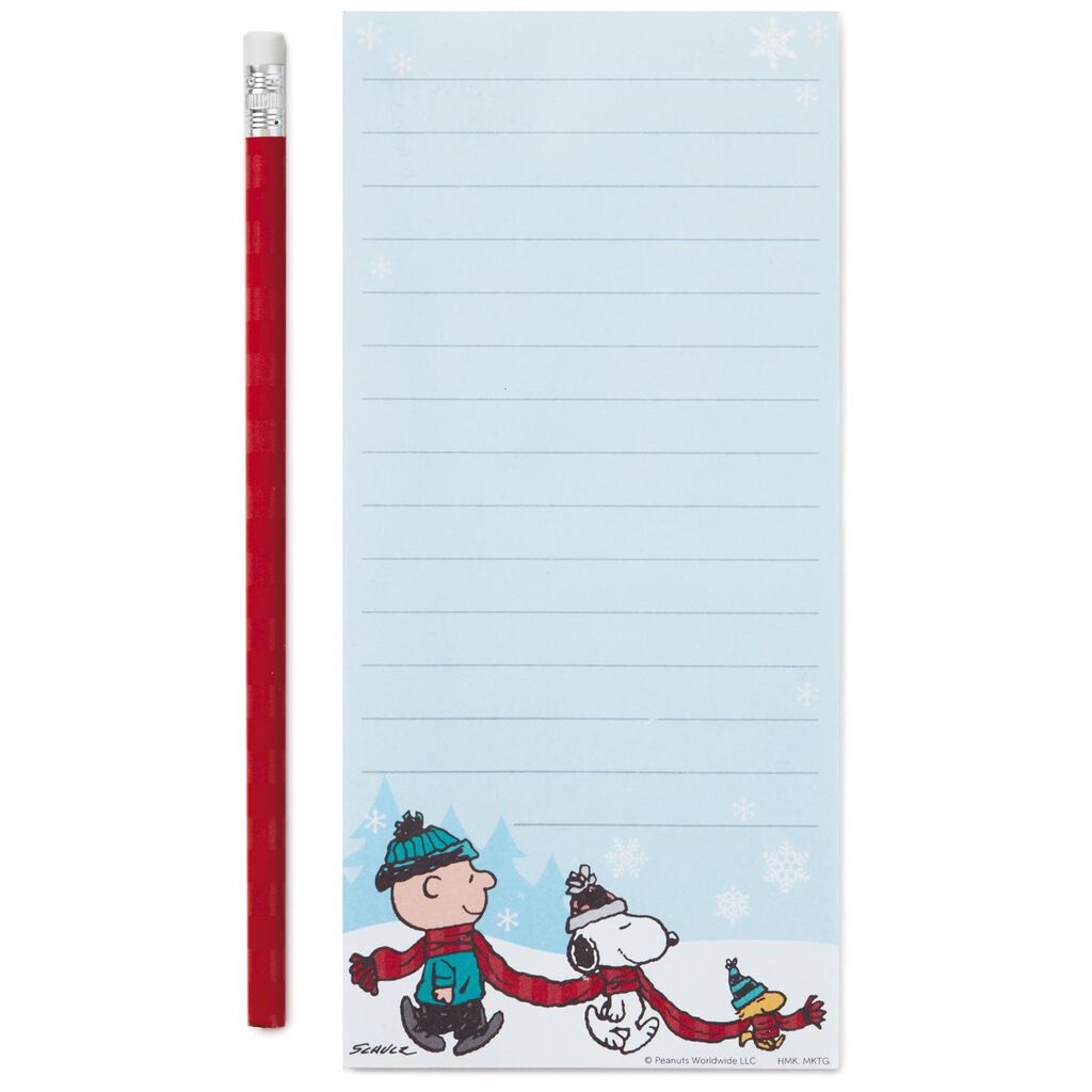 peanuts winter fun list pad and pencil set memo pads hallmark
