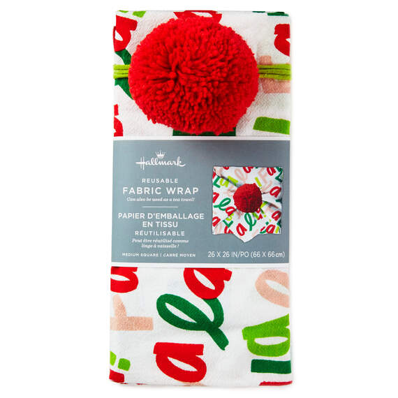26" Fa La La La Christmas Fabric Gift Wrap With Elastic Band, , large image number 7