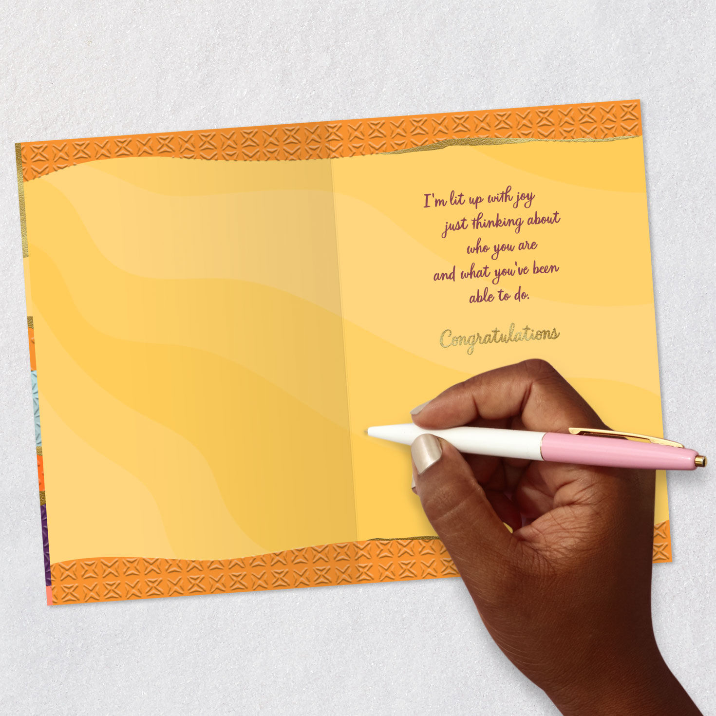 Sun and Abstract Landscape Congratulations Card Signing card image number 6