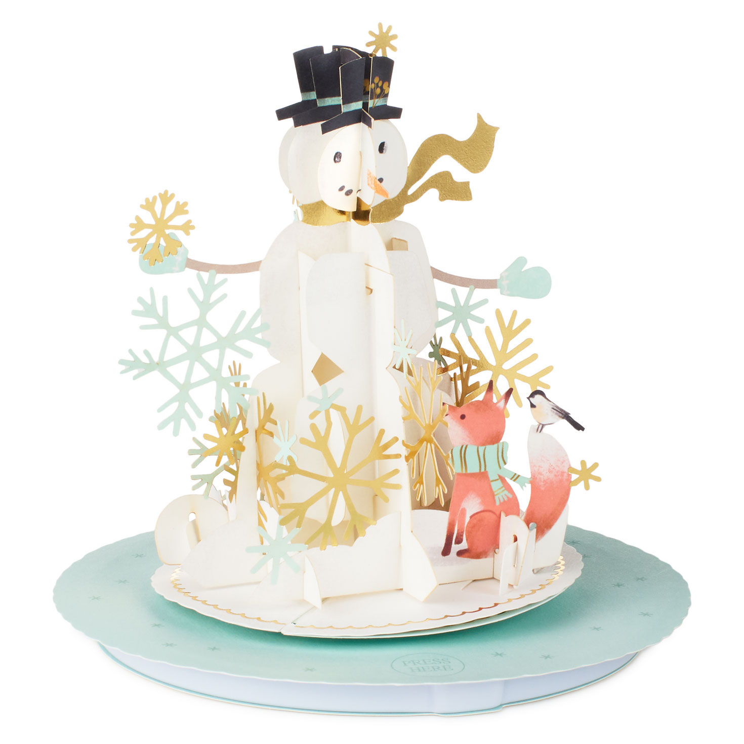 Pop-up Snowman and Fox Christmas Card Pop-up Card Detail front image number 3