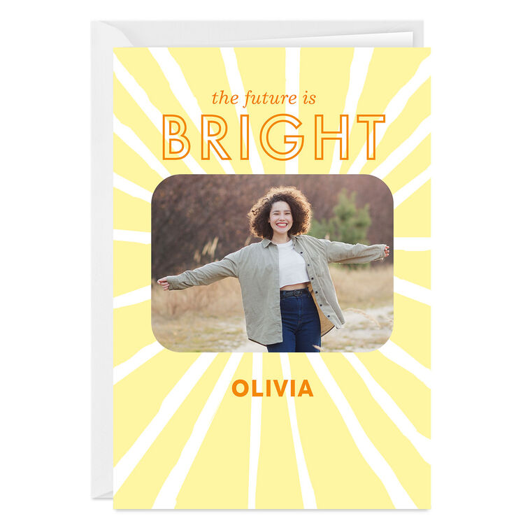 Future Is Bright Sun Rays Custom Graduation Card