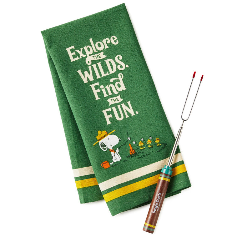 Peanuts® Beagle Scouts Tea Towel and S'mores Fork, Set of 2, , large image number 2