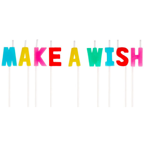 "Make a Wish" Assorted Color Birthday Candles, Set of 9, Assorted Colors