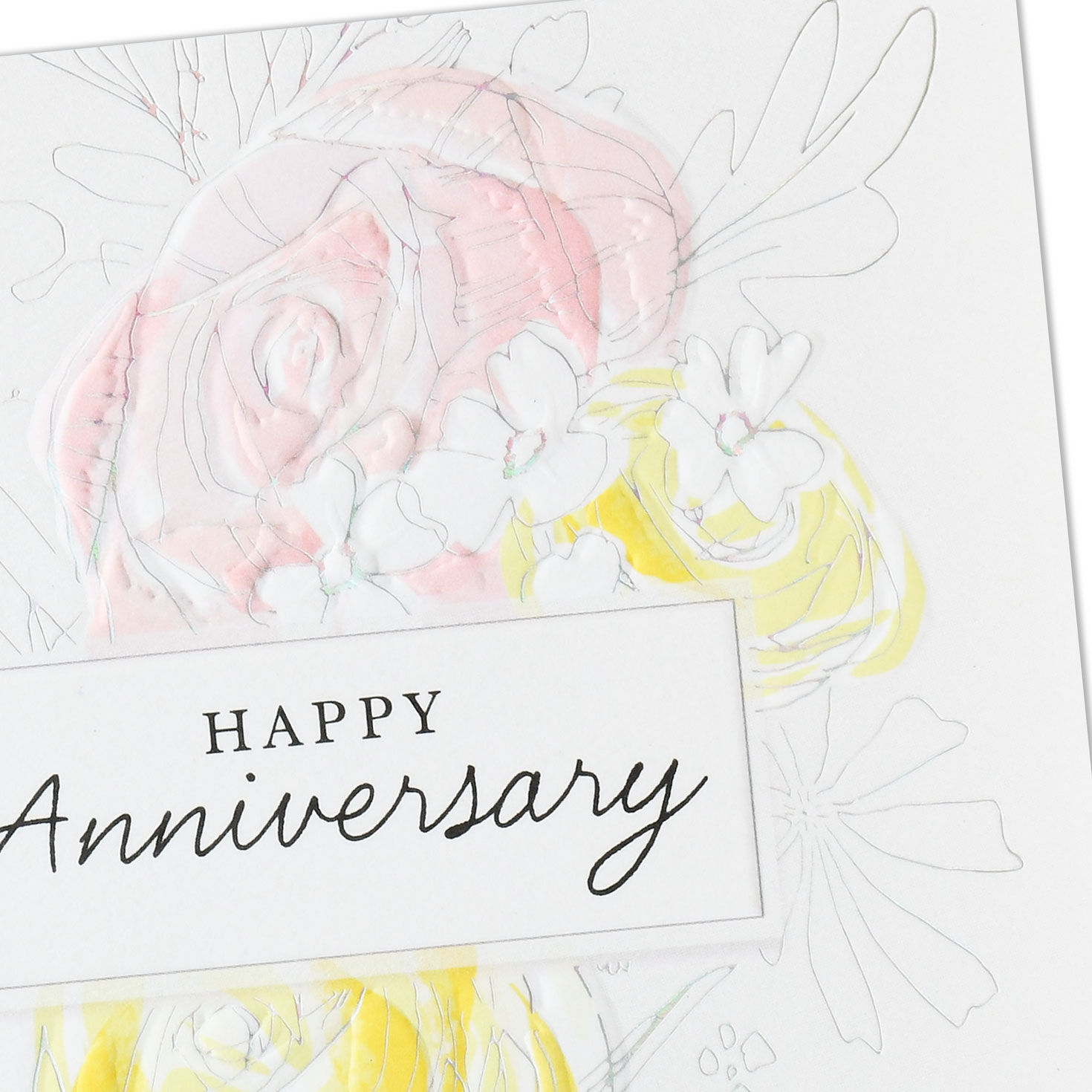 Pink and Yellow Flowers Anniversary Card Card Front Detail image number 4