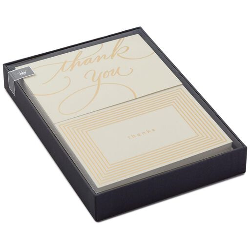Gold Borders Thank You Notes, Box of 40, 