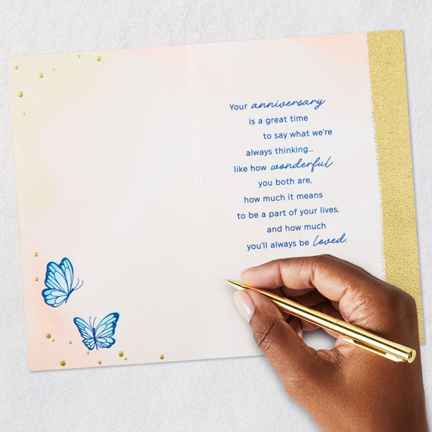 Butterflies Anniversary Card for Couple in Family Signing card image number 6