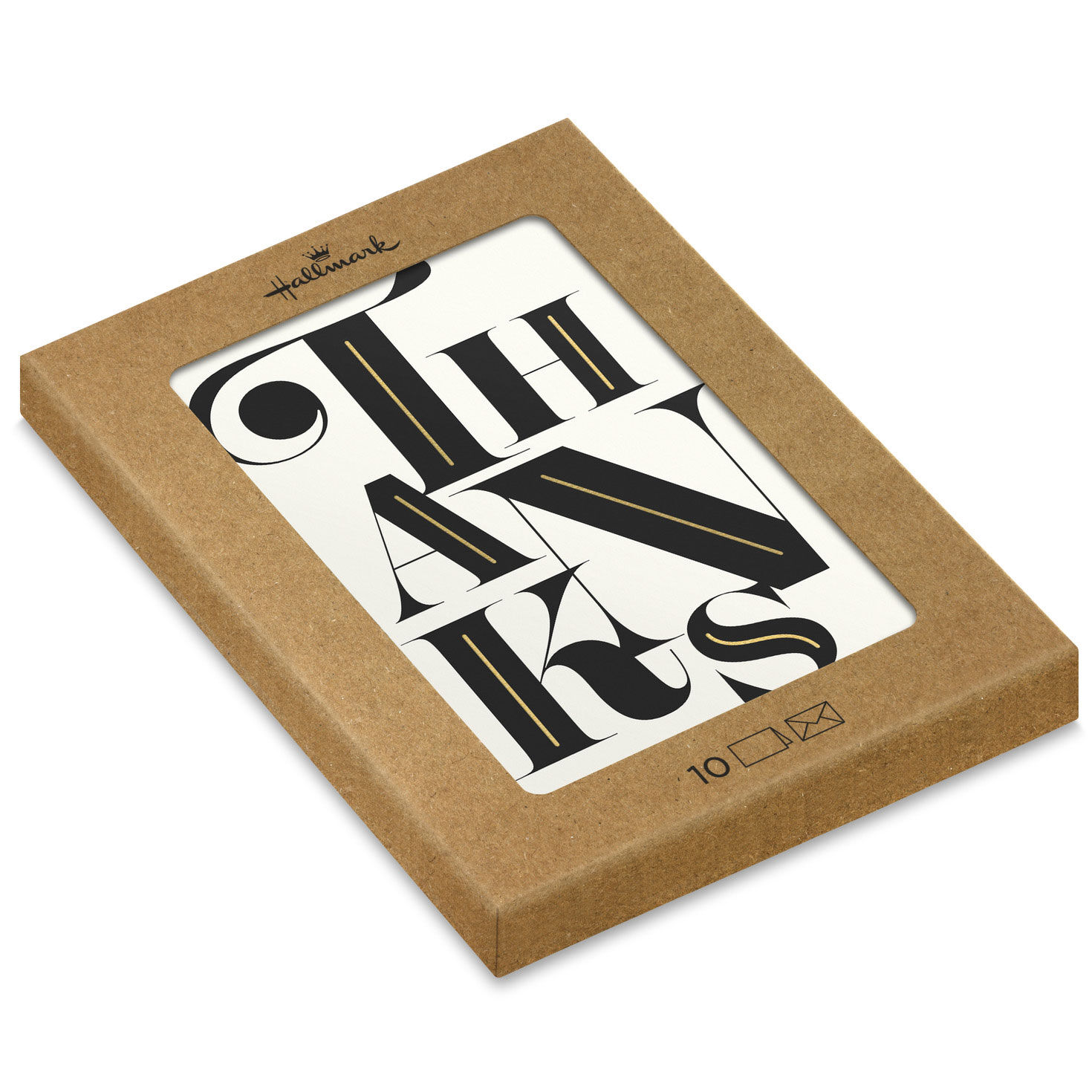 Stylish Black and White Blank Thank You Notes, Pack of 10