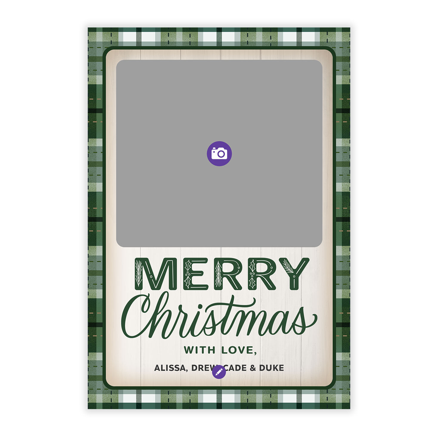 With Love Green Plaid Flat Christmas Photo Card, , large image number 5