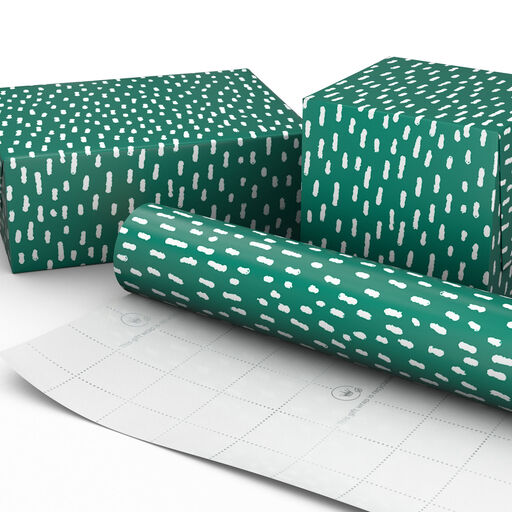 White Dots on Green Christmas Wrapping Paper, 20 sq. ft., 