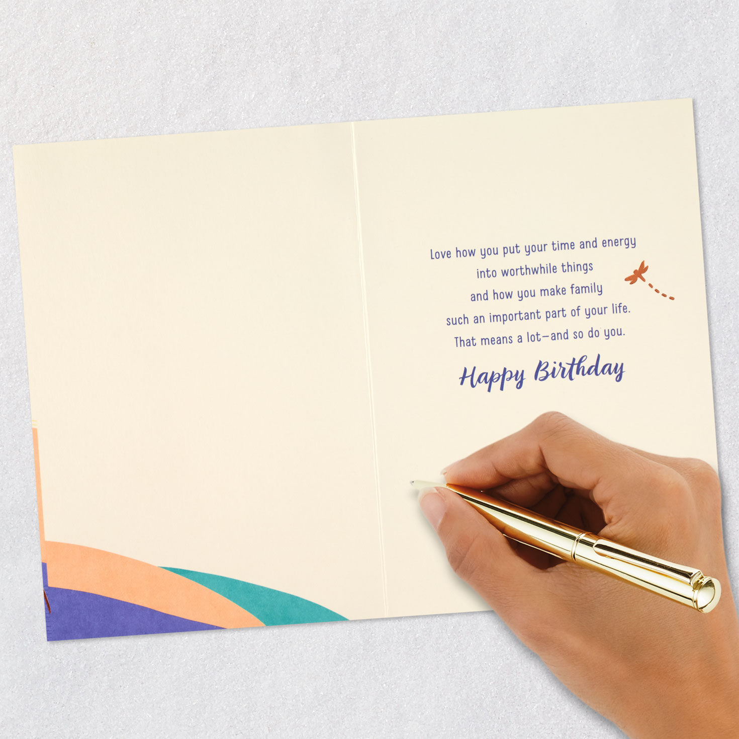 Bronze Dragonfly and Abstract Landscape Grandson Birthday Card Signing card image number 7